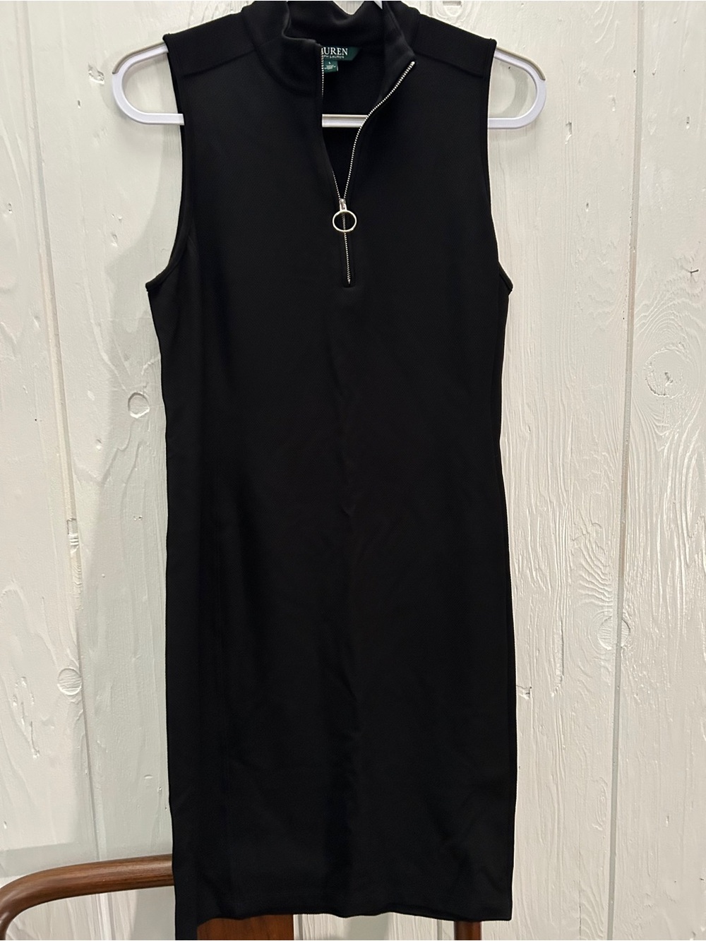 Ralph Lauren Black Sleeveless Zip-Front Sheath Dress